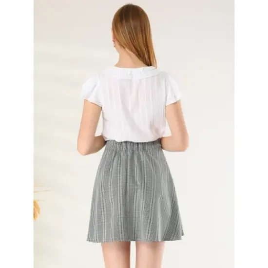 INSPIRE CHIC Women's Plaid Pleated High Waist A-line Mini Skirt image {4}