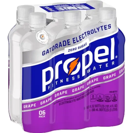 Propel Zero Grape Nutrient Enhanced Water - 6pk/16.9 fl oz Bottles image {2}