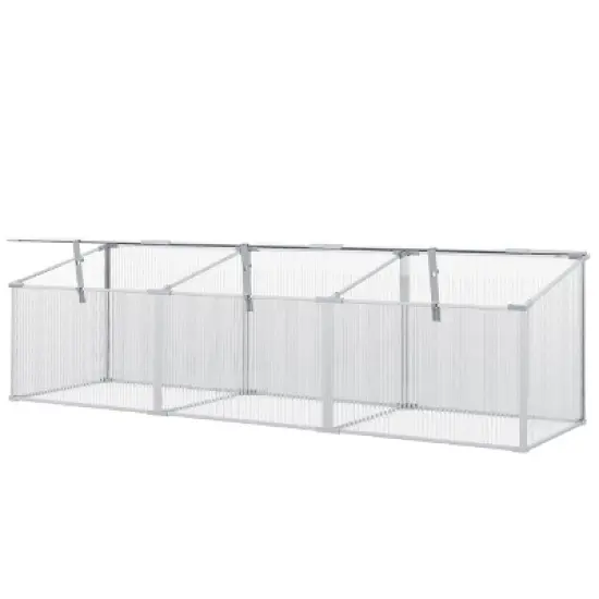 Outsunny Mini Greenhouse Kit, 71" Outdoor Cold Frame with Adjustable Roof, Polycarbonate & Aluminum Frame image {4}