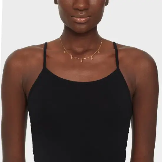 Bar Link Butterfly Charm Station Necklace - Universal Thread&trade; Gold image {1}