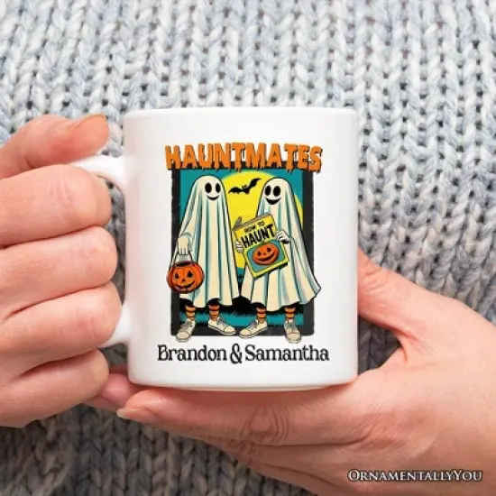 Funny Retro Ghosts Hauntmates Mug, Vintage Best Friend Halloween Gift (Non-Custom Only)| OrnamentallyYou image {3}