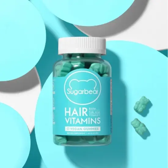 SugarBearHair Vegan Hair Vitamins with Biotin, Vitamin D, Vitamin B-12, Folic Acid, Vitamin A - 60ct image {2}