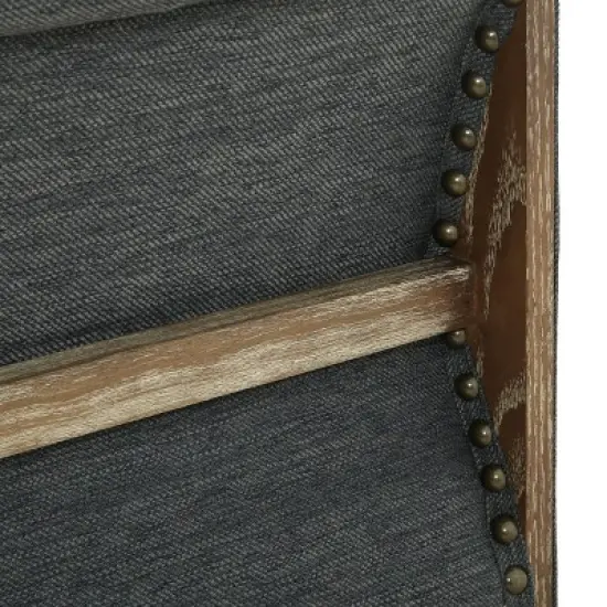Saragus Chesterfield Tufted 3 Seater Sofa with Nailhead Trim Charcoal/Dark Brown - Christopher Knight Home image {7}