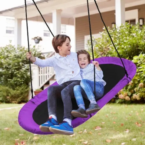 Infans 60" Saucer Tree Swing Surf Outdoor Adjustable Kids Giant Oval Platform Purple image {6}