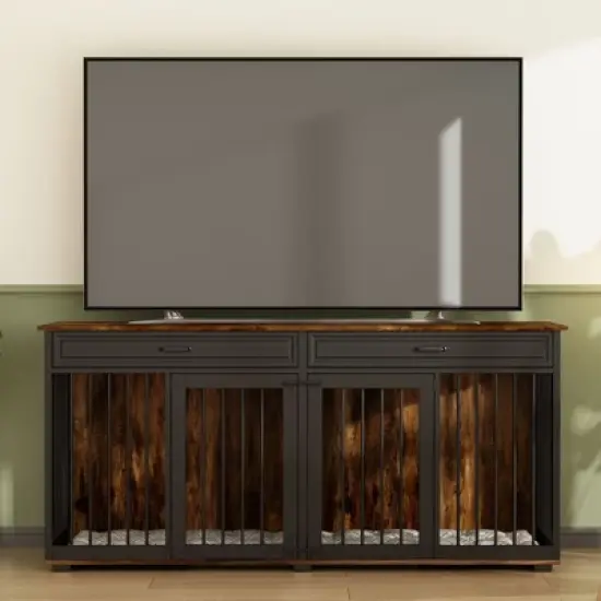 Famapy Dog Crate 72.4" Furniture Style Design Dog Crate with Drawers and Dividers Functional & Tailored for Your Furry Friends image {5}