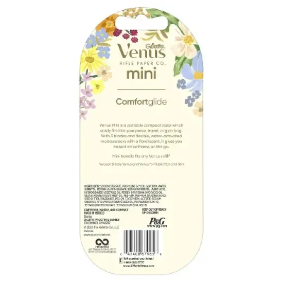 Rifle Paper Co. + Venus ComfortGlide Women's Travel Razor, 1 Razor Blade Refill and Travel Case image {5}