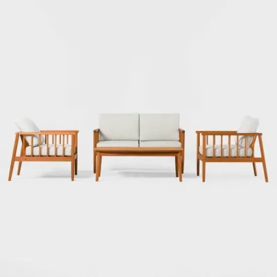 Saracina Home 4pc Modern Boho  Eucalyptus Spindle Outdoor Conversation Set
 image {8}