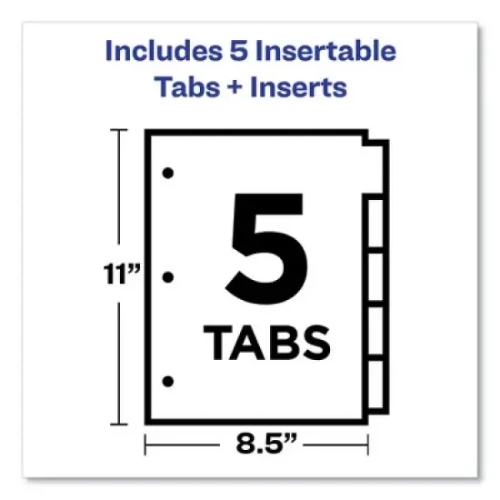 Avery Insertable Big Tab Dividers, 5-Tab, Double-Sided Gold Edge Reinforcing, 11 x 8.5, Buff, Clear Tabs, 1 Set image {4}