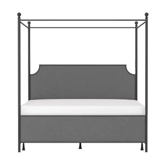 Mcarthur Metal and Upholstered Canopy Bed Matte Black/Gray Fabric - Hillsdale Furniture image {4}