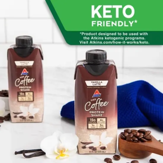 Atkins Iced Coffee Vanilla Latte Protein Shake - 4pk/44 fl oz image {9}