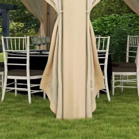 Resenkos Patio Garden Pergola, Pergola Canopy,13' x 13' Pop Up Gazebo Hexagonal Canopy Shelter with 6 Zippered Mesh Netting, Beige image {2}