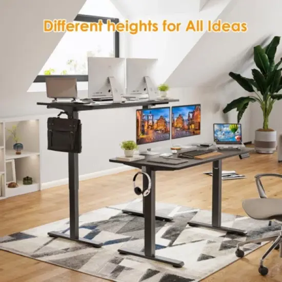 Lirago Black Electric Standing Desk 48x24 Splice Board Carbon Steel Frame 170LB Capacity Height Adjustable image {6}