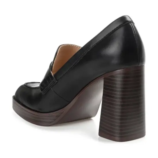 Journee Collection Womens Ezzey Loafer Mid Stacked Heel Square Toe Pumps image {6}