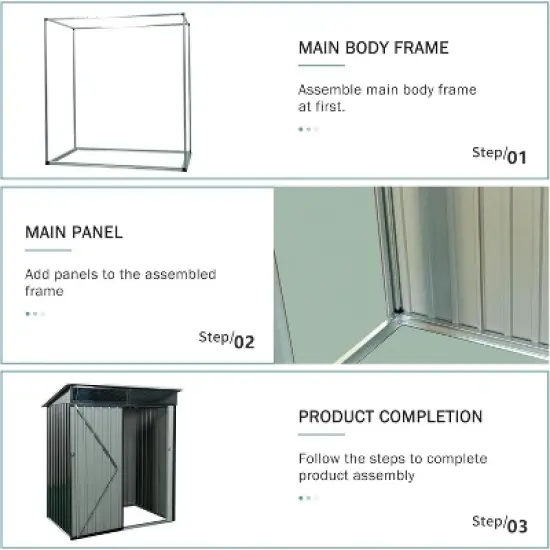 5x3 Foot Metal Storage Shed, Outdoor Steel Utility Shed with Locking Door, Perfect for Trash Cans & Yard Tools, Durable Construction image {1}