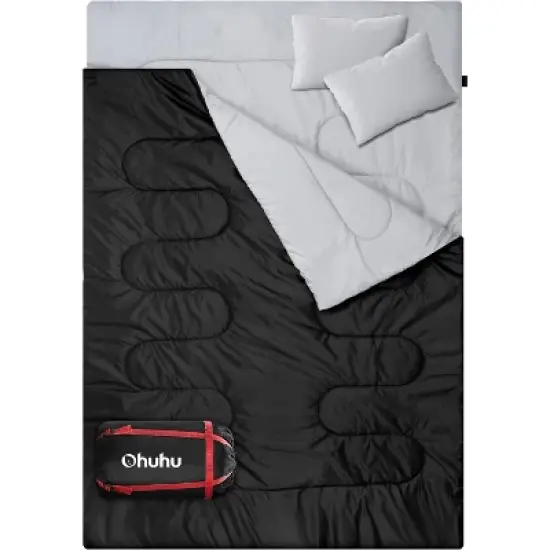 Ohuhu Double Sleeping Bag for Adults with 2 Pillows, Queen Size Two Person Sleeping Bag for Camping image {5}