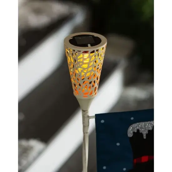 Evergreen Tapered Laser Cut Solar Interchangeable Finial, Ivory-  3.75x7.5x3.75 in Durable Hardware for Flags image {4}