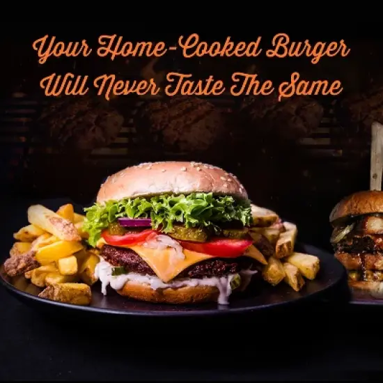 Yukon Glory Burger Board Set, Includes Premium Acacia Wood Board With Slate, Stainless Steel Fry Basket, Porcelain Condiment Cups image {2}