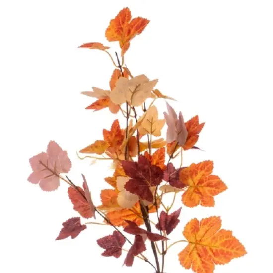Vickerman 16" Artificial Orange Fall Maple Leaf Candle Ring Wreath. image {1}