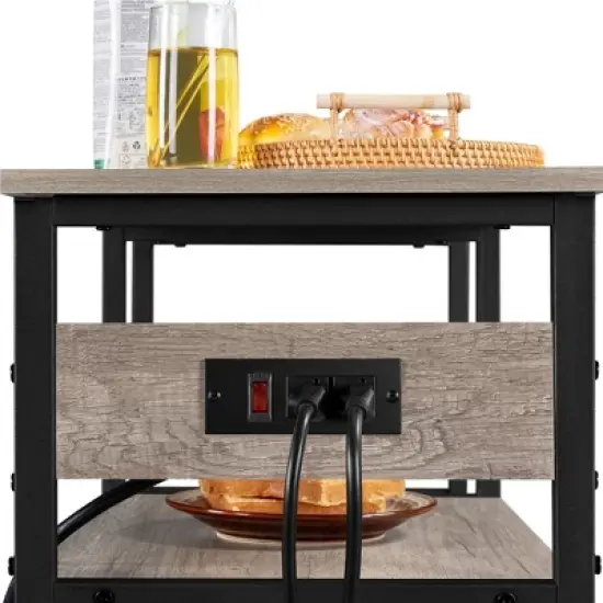 Yaheetech Vintage Kitchen Island Baker's Rack with Power Outlet Utility Microwave Stand image {5}