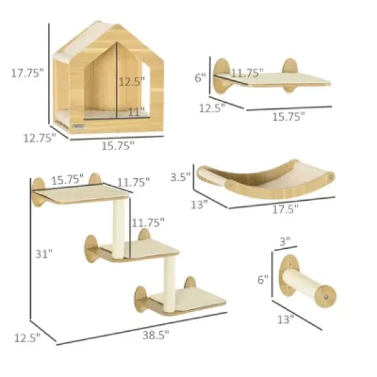Multipet Wall-Mounted Cat Tree Climbing Playground with Cat Hammocks image {7}