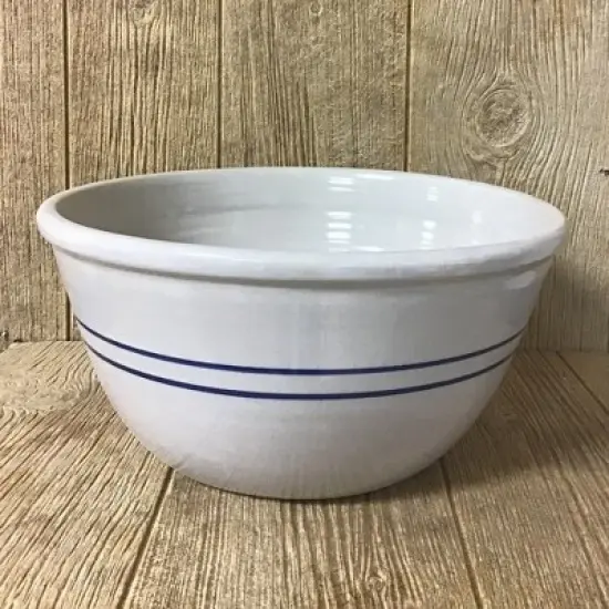 Martinez Pottery 12" Heritage Blue Stripe Stoneware Mixing Bowl image {3}
