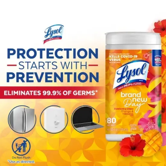 Lysol Disinfecting Wipes, Brand New Day, 80 wipes image {4}