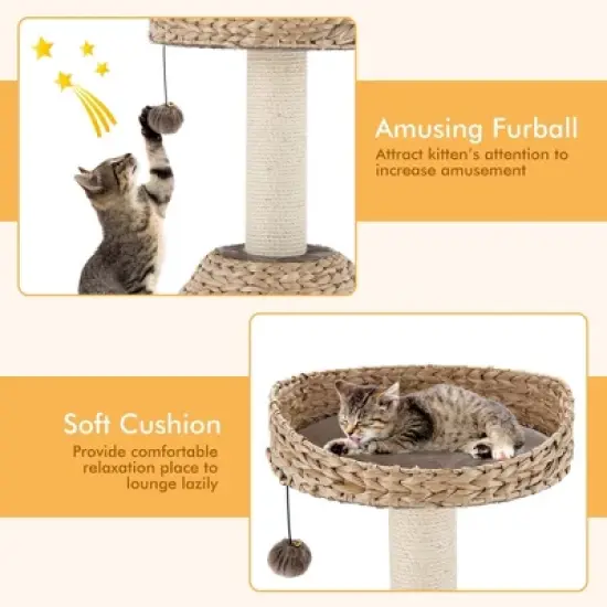 Tangkula 28" Hand-Made Cat Tree Tower Natural Bowl Shaped w/Perch image {5}