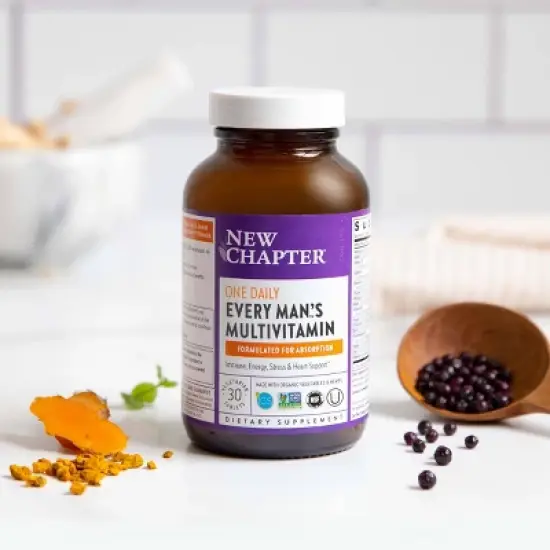 New Chapter Men's One Daily with Immune, Stress, Heart + Energy Support Tablets - 30ct image {2}