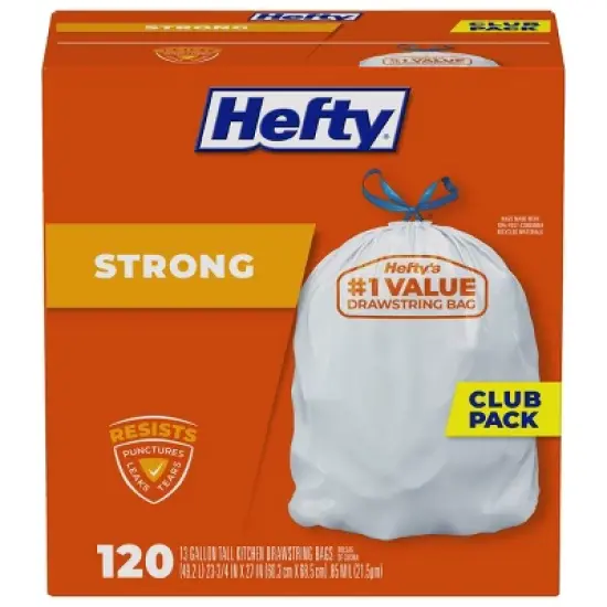 Hefty Strong Tall Kitchen Drawstring Trash Bags - 13gal/120ct image {5}
