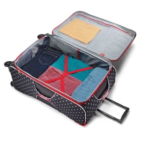 American Tourister Minnie Mouse Bow Softside Large Checked Spinner Suitcase - Red image {5}