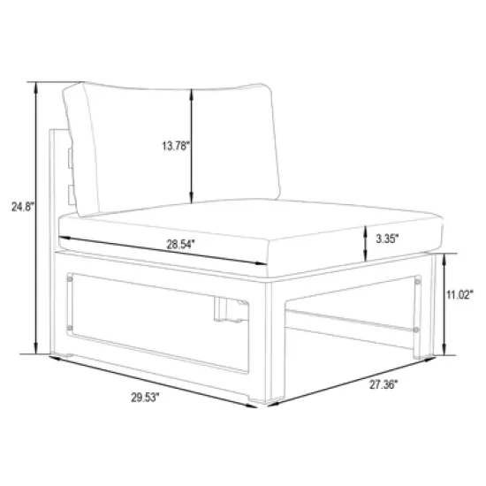 LeisureMod Chelsea 5-Piece Outdoor Patio Sectional Set with Coffee Table &ndash; Black Aluminum Frame, Cushions, Weather-Resistant image {8}