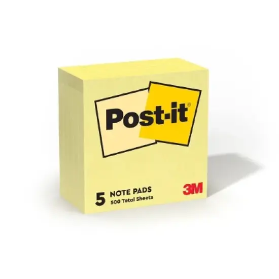 Post-it 5pk 3" x 3" Pop-up Notes 100 Sheets/Pad - Canary Yellow: Sticky Notes, Paper Basics, Uncoated, Glue Binding image {1}