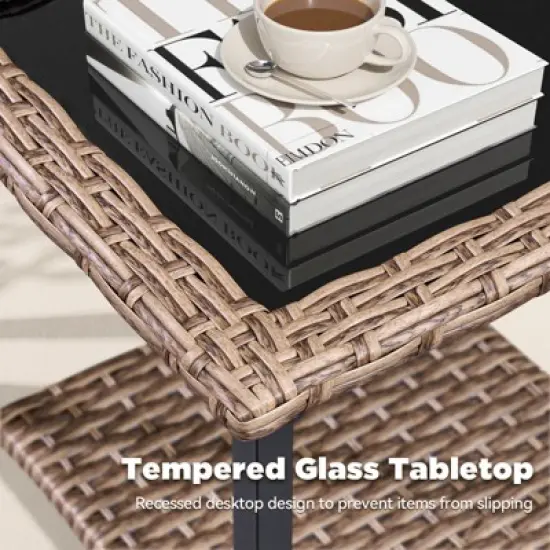 Buenhomino Wicker Patio Conversation Set Outdoor Seating Group Furniture Set with Cushions image {7}