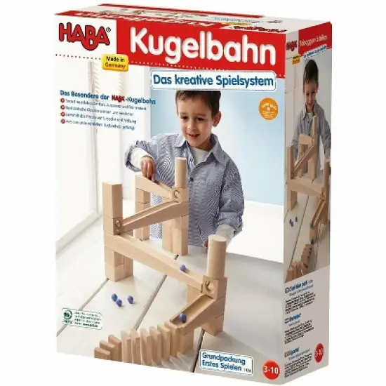 HABA Ball Track Starter Set - 44 Piece Wooden Marble Run image {1}