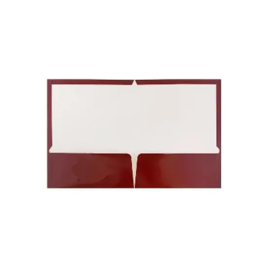 JAM Paper Glossy 2-Pocket Presentation Folder Maroon Burgundy 100/Box (V0312403B)  image {1}
