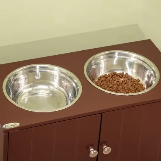 Akoasm 44L Capacity Large Elevated & Movable Dog Bowls With Storage Cabinet-Brown image {6}