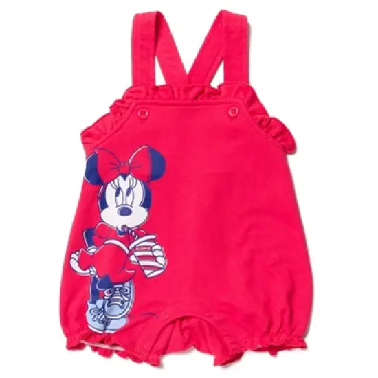 Disney Winnie the Pooh Minnie Mouse Piglet Baby Girls French Terry Short Overalls and T-Shirt Newborn to Infant image {4}