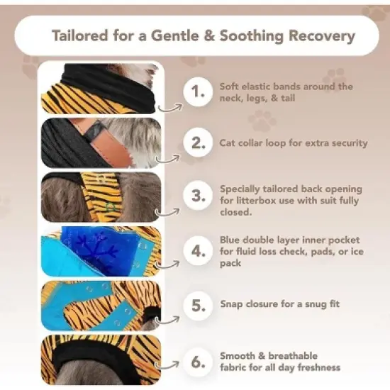 Suitical Recovery Suit for Cats - Comfortable Alternative To A Cat Cone - Tiger Print image {2}