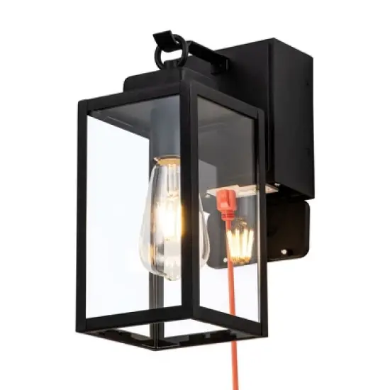 C Cattleya 1-Light Matte Black Aluminum Outdoor Wall Lantern Sconce with GFCI Outlet image {8}