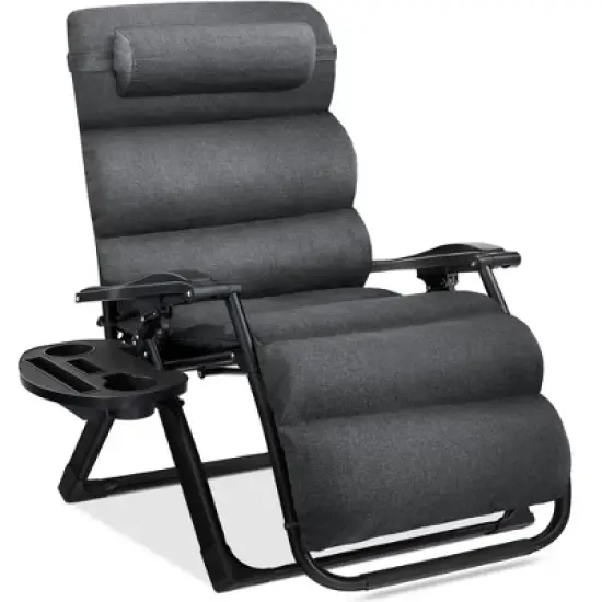 Best Choice Products Oversized Zero Gravity Chair, Folding Recliner w/ Removable Cushion, Side Tray image {7}