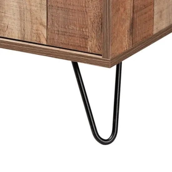 Mathis Wood and Wine Cabinet Brown/Gold - Baxton Studio image {6}