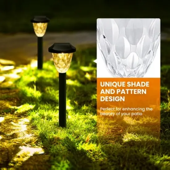 GIGALUMI 12 Pack Solar Pathway Lights, Waterproof Auto On/Off Outdoor Solar Lights for Garden, Walkway and Lawn,Warm White image {4}