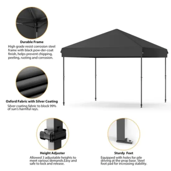 Pop Up Canopy,Heavy Duty Outdoor Canopy Tent with 6 Sidewalls & Portable Roller Bag,3 Adjustable Height,4 Weight Bags Included image {3}