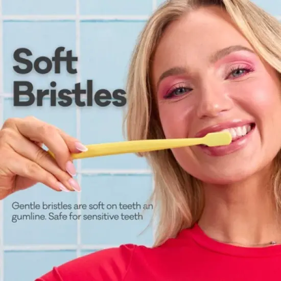 Grin Charcoal-Infused 100% Recycled Toothbrushes for Sensitive Teeth and Gums - Soft - Summer Beach - 4ct image {3}