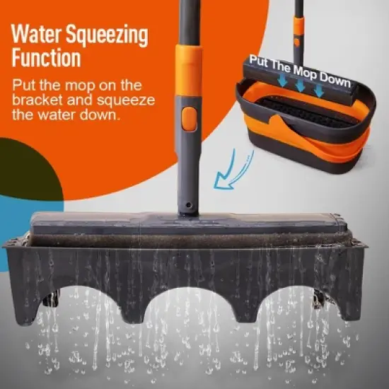 JANSNO Sponge Mop Kit and Collapsible Bucket for Floor Cleaning image {7}