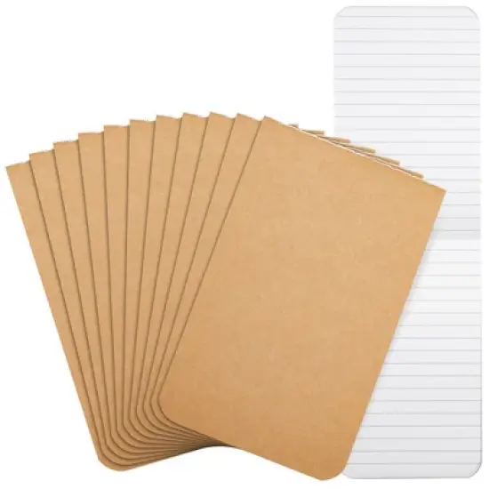Paper Junkie 12 Pack Small Pocket Notepad, Kraft Paper Cover To Do List Notebook, Memo, Top Bound, 64 Lined Pages Each (2.7x4.5 In) image {4}