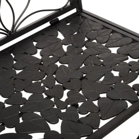 38" x 45" Iron Birds and Leaves Outdoor Garden Bench Brown - Alpine Corporation image {4}