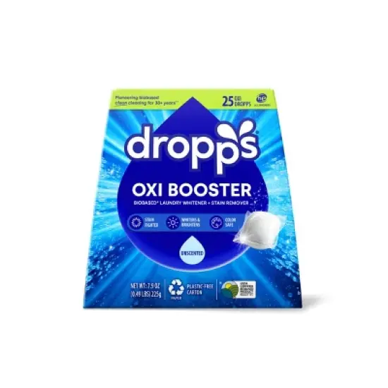 Dropps Laundry Oxi Booster Whitener & Stain Remover Biobased Detergent Pods - Unscented - 25ct image {1}