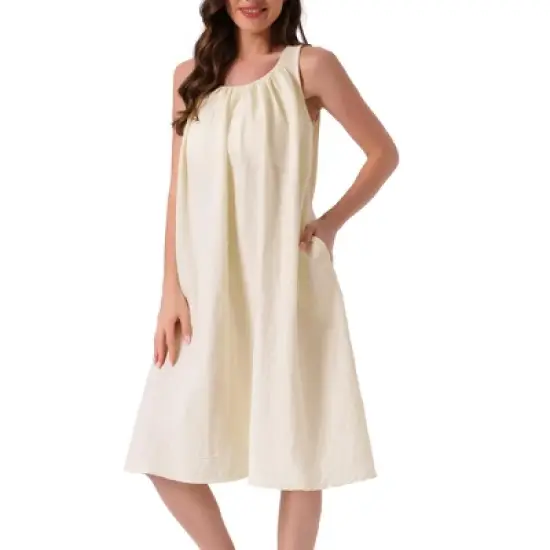 INSPIRE CHIC Women's Tank Pajama Dress Sleepshirt Soft Sleepwear Midi Sleeveless Nightgowns image {5}