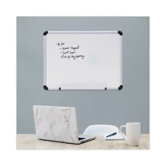 UNIVERSAL Dry Erase Board Melamine 24 x 18 White Black/Gray Aluminum/Plastic Frame 43722 image {4}